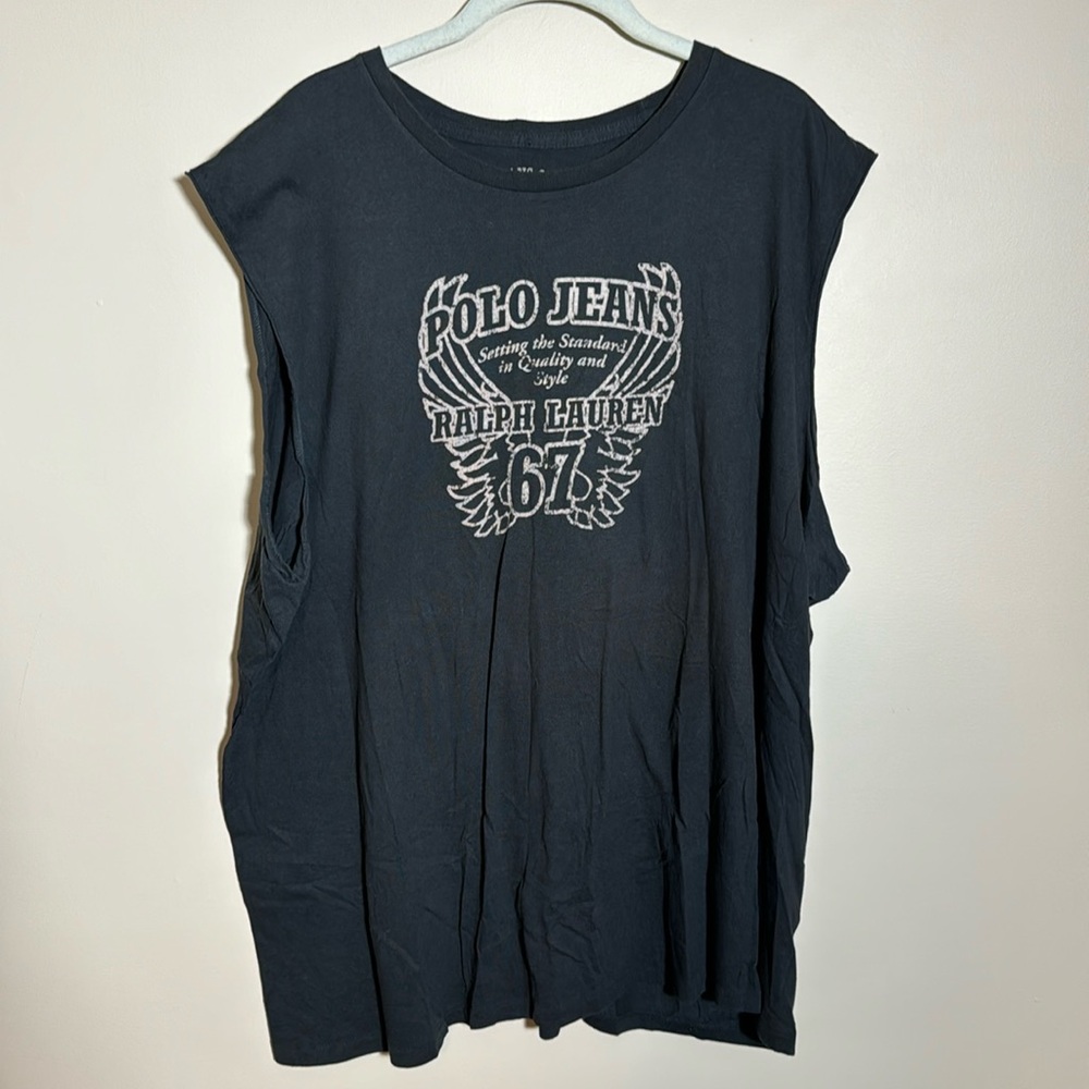 Men’s 2x Polo Jeans sleeveless shirt in black.